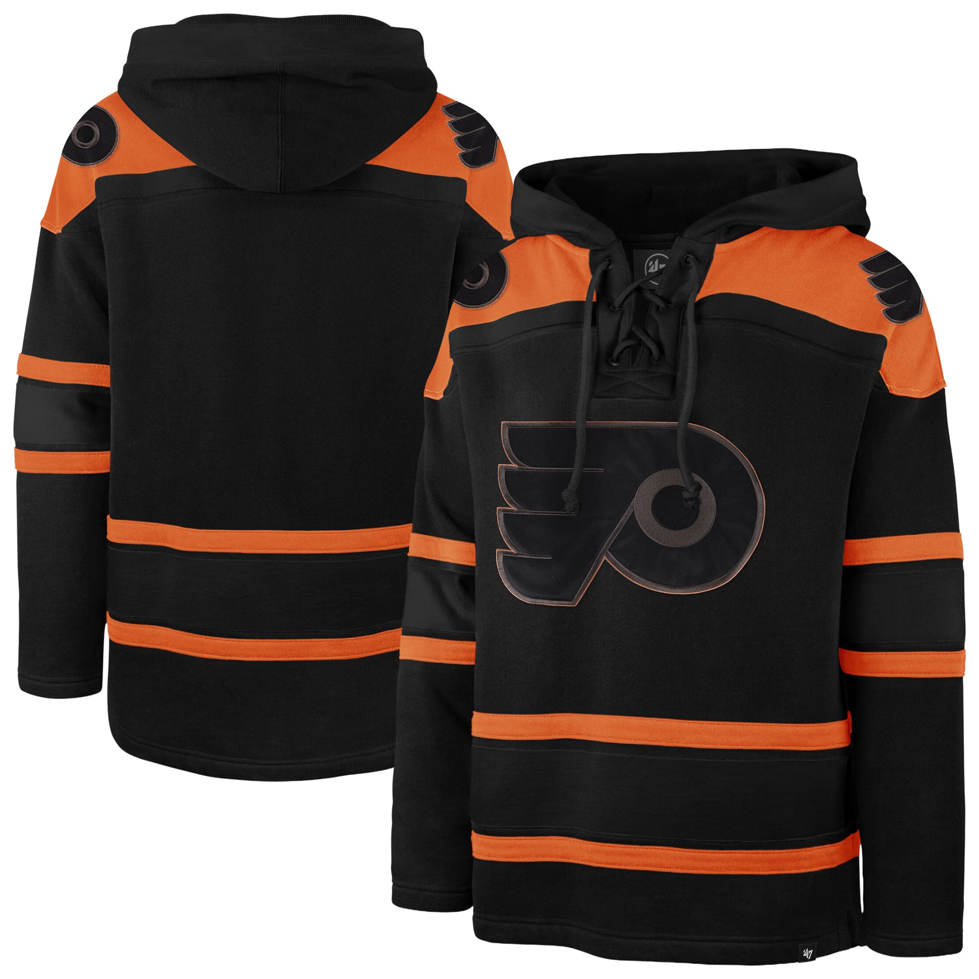 Men's '47 Black Philadelphia Flyers Fall Color Pop Lacer Hoodie