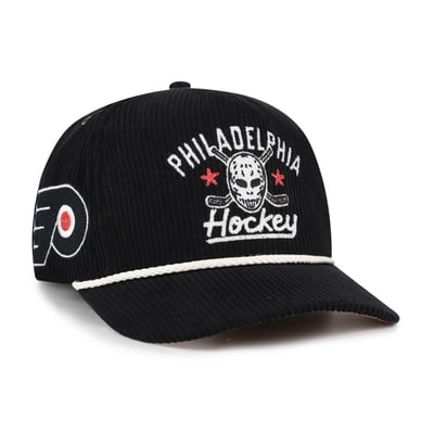 Men's Philadelphia Flyers '47 Black Hockey Mask Corduroy Rope Hitch Adjustable Hat