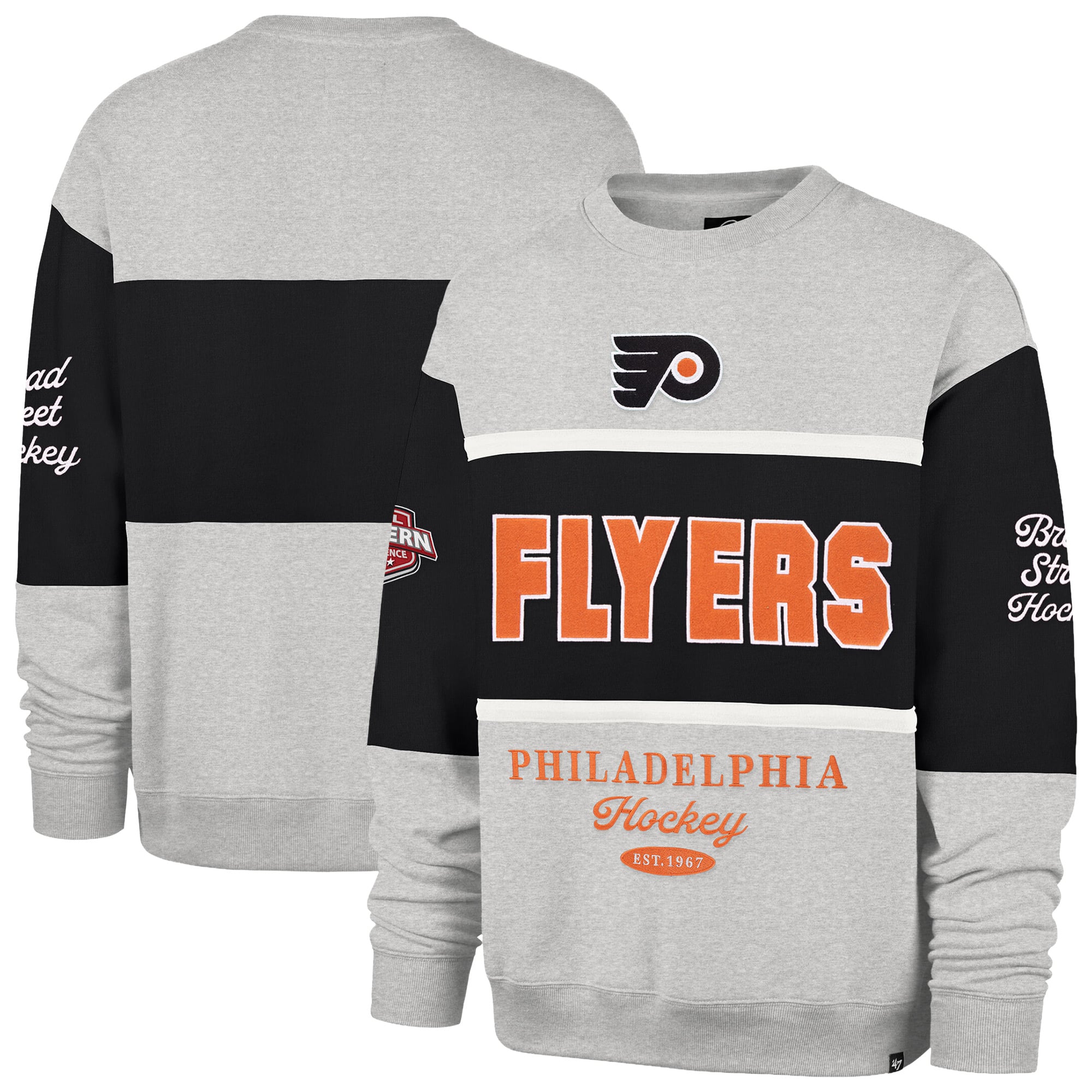Sweat-shirt à col rond gris Philadelphia Flyers automne Maximilist pour homme « 47 »