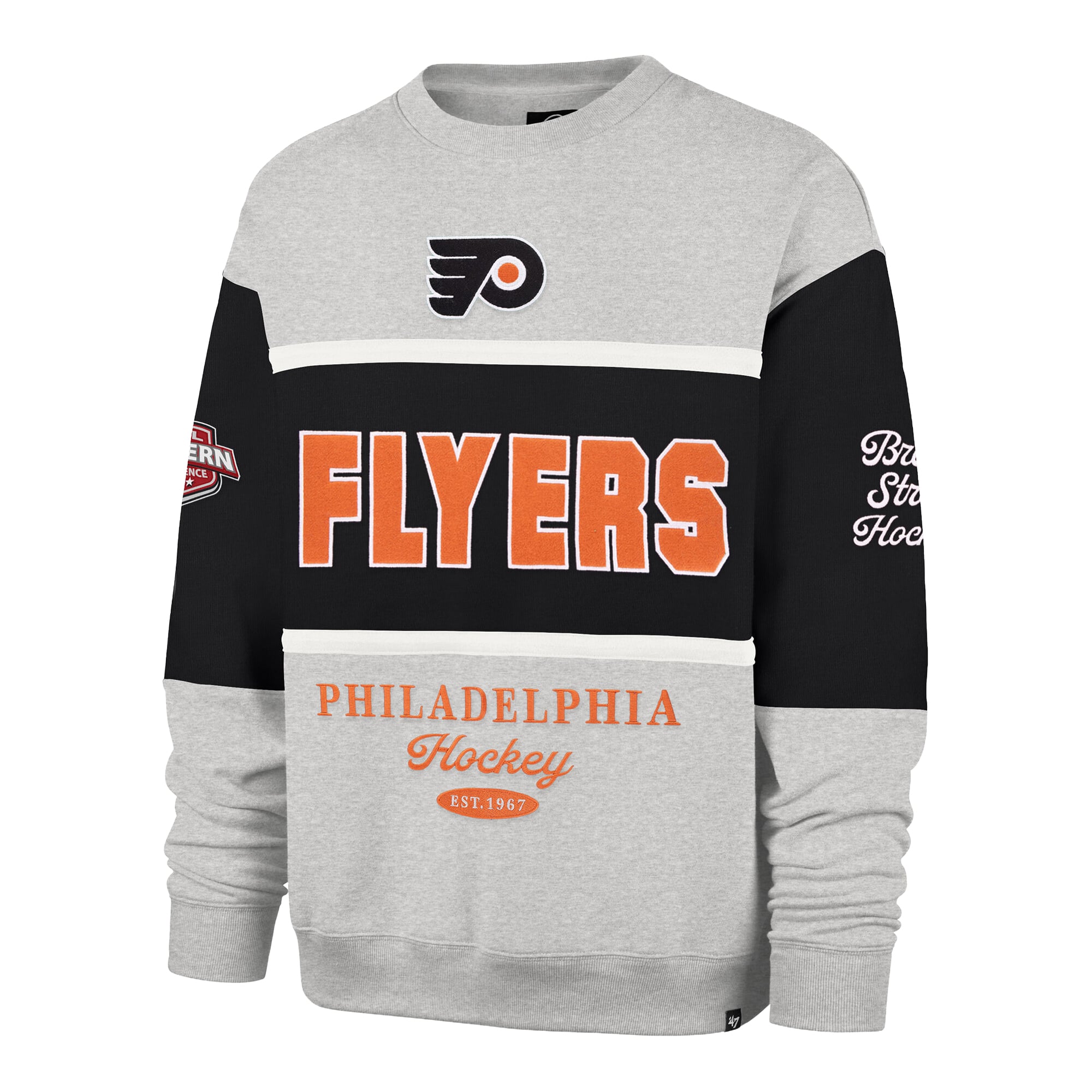 Sweat-shirt à col rond gris Philadelphia Flyers automne Maximilist pour homme « 47 »