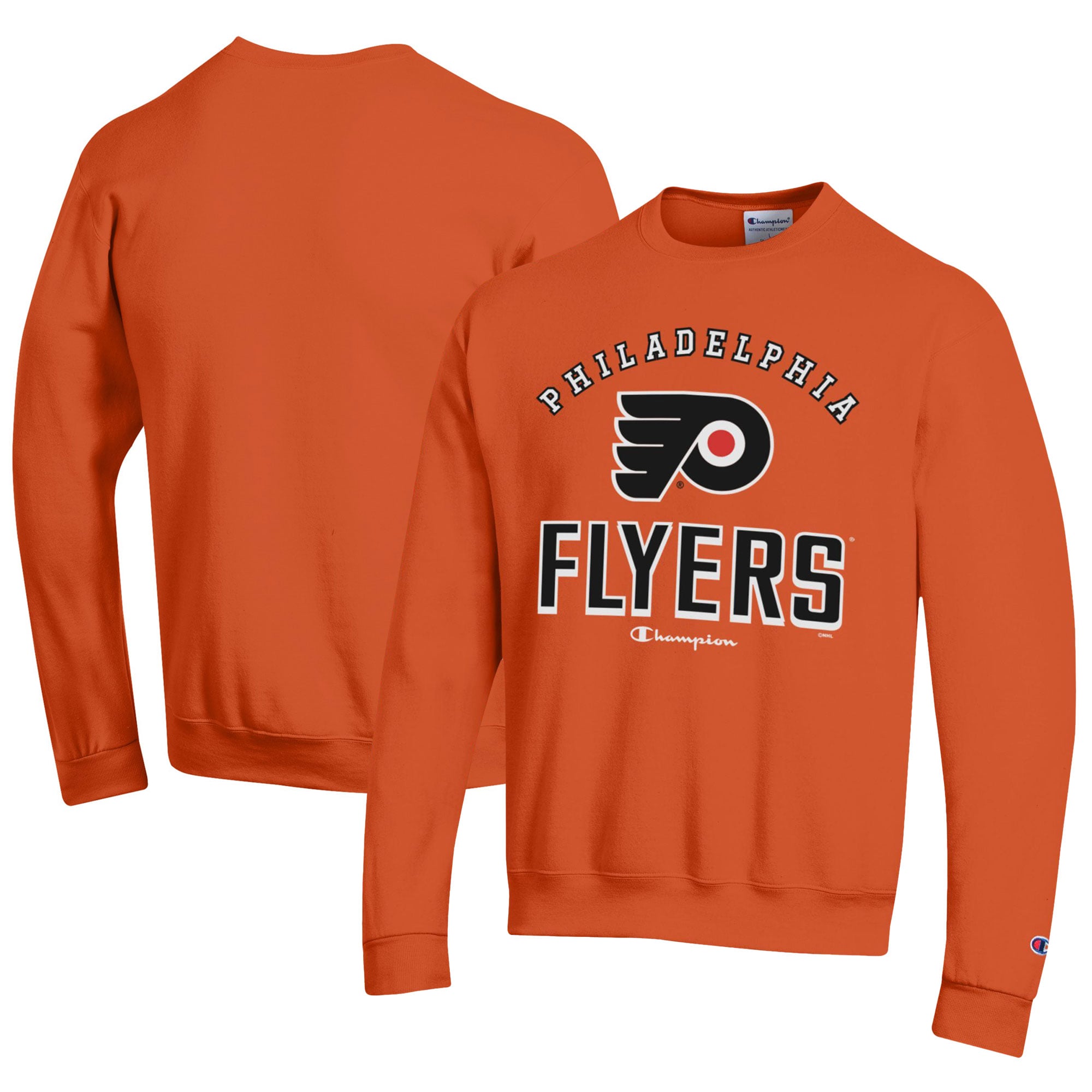 Sweat-shirt à col rond Champion orange Philadelphia Flyers Eco Powerblend pour homme