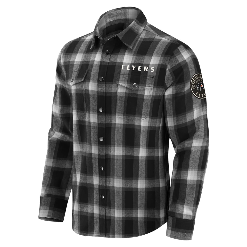 Men's Philadelphia Flyers Darius Rucker Collection by Fanatics Black Flannel Plaid Full-Snap Shirt