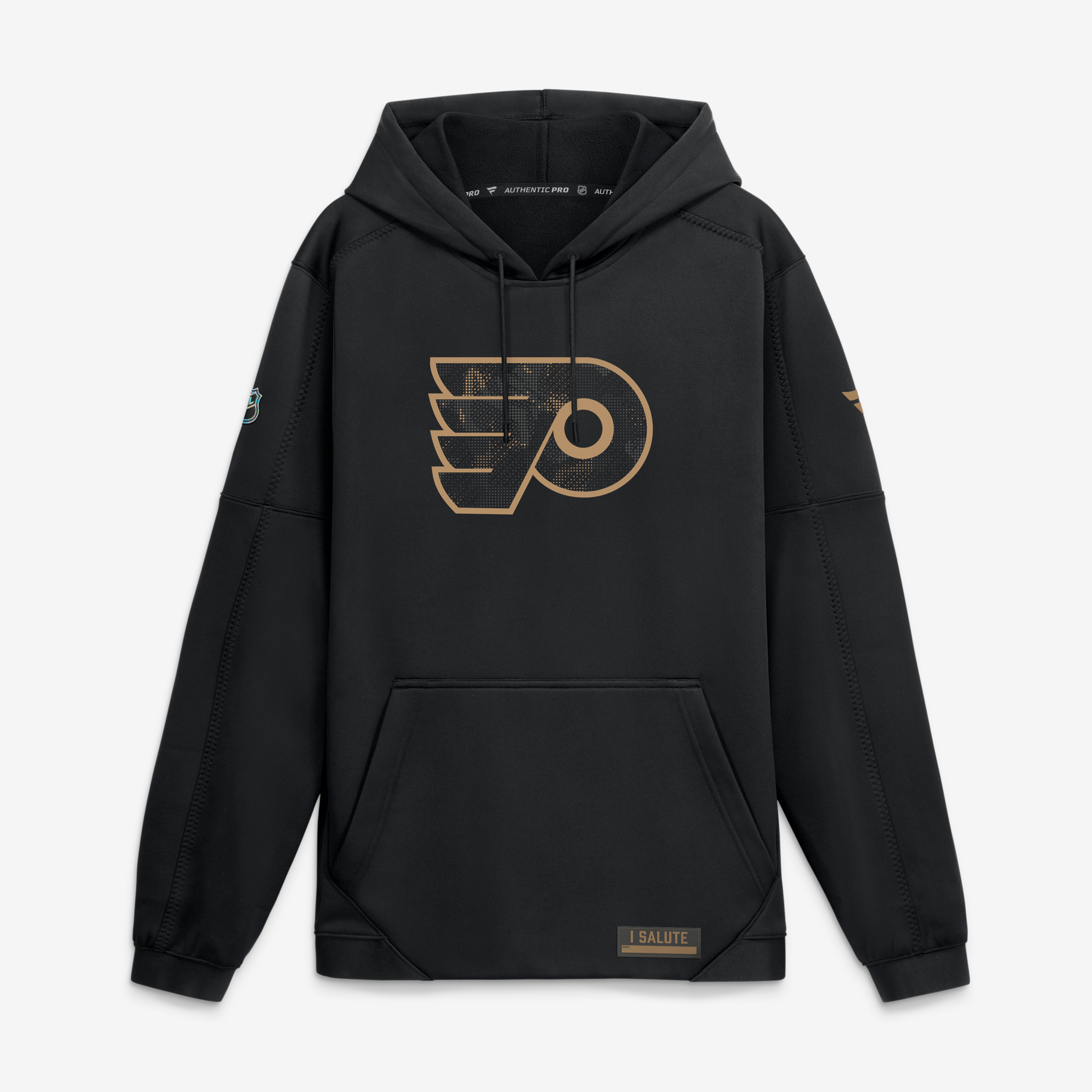 Sweat à capuche polaire authentique Fanatics noir Philadelphia Flyers Pro Military Appreciation pour homme