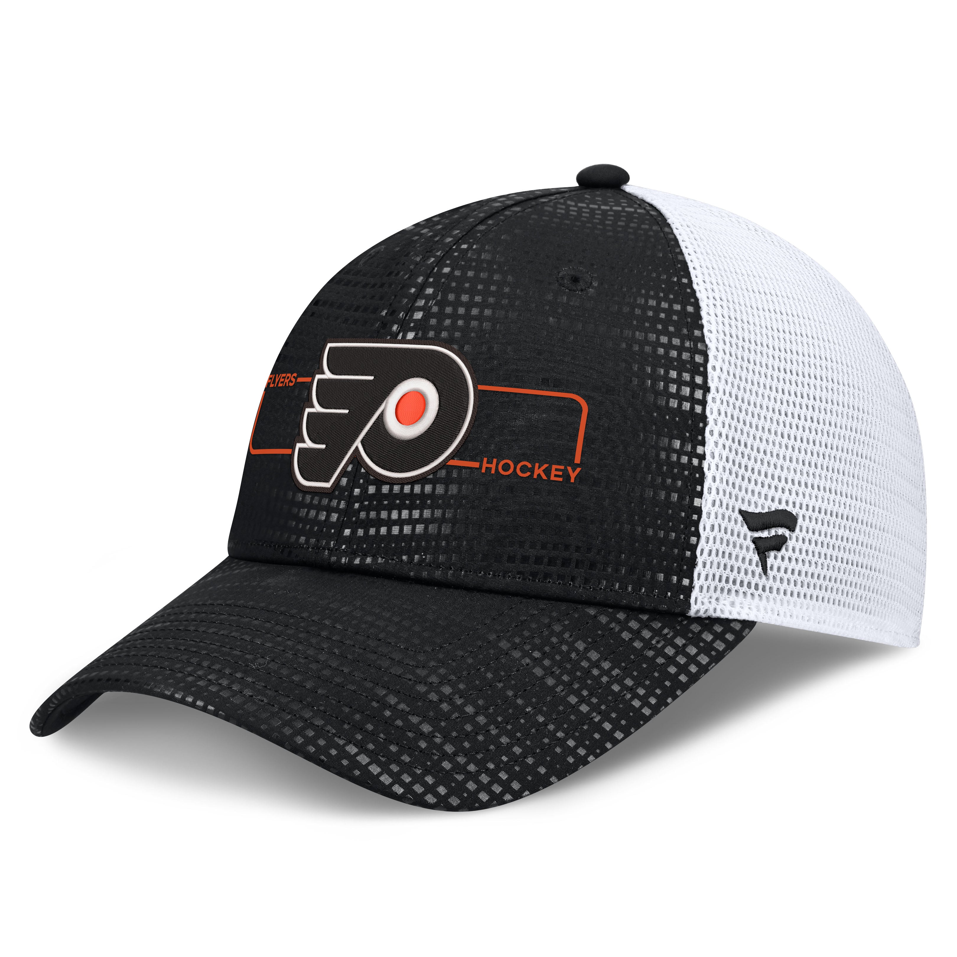 Casquette trucker Fanatics noire authentique Philadelphia Flyers avec logo encadré