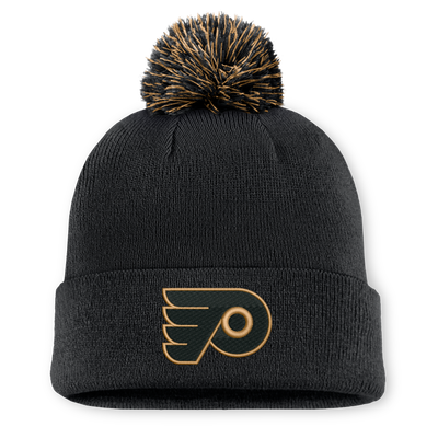 Men's Philadelphia Flyers Fanatics Black Military Appreciation Authentic Pro Cuffed Knit Hat with Pom