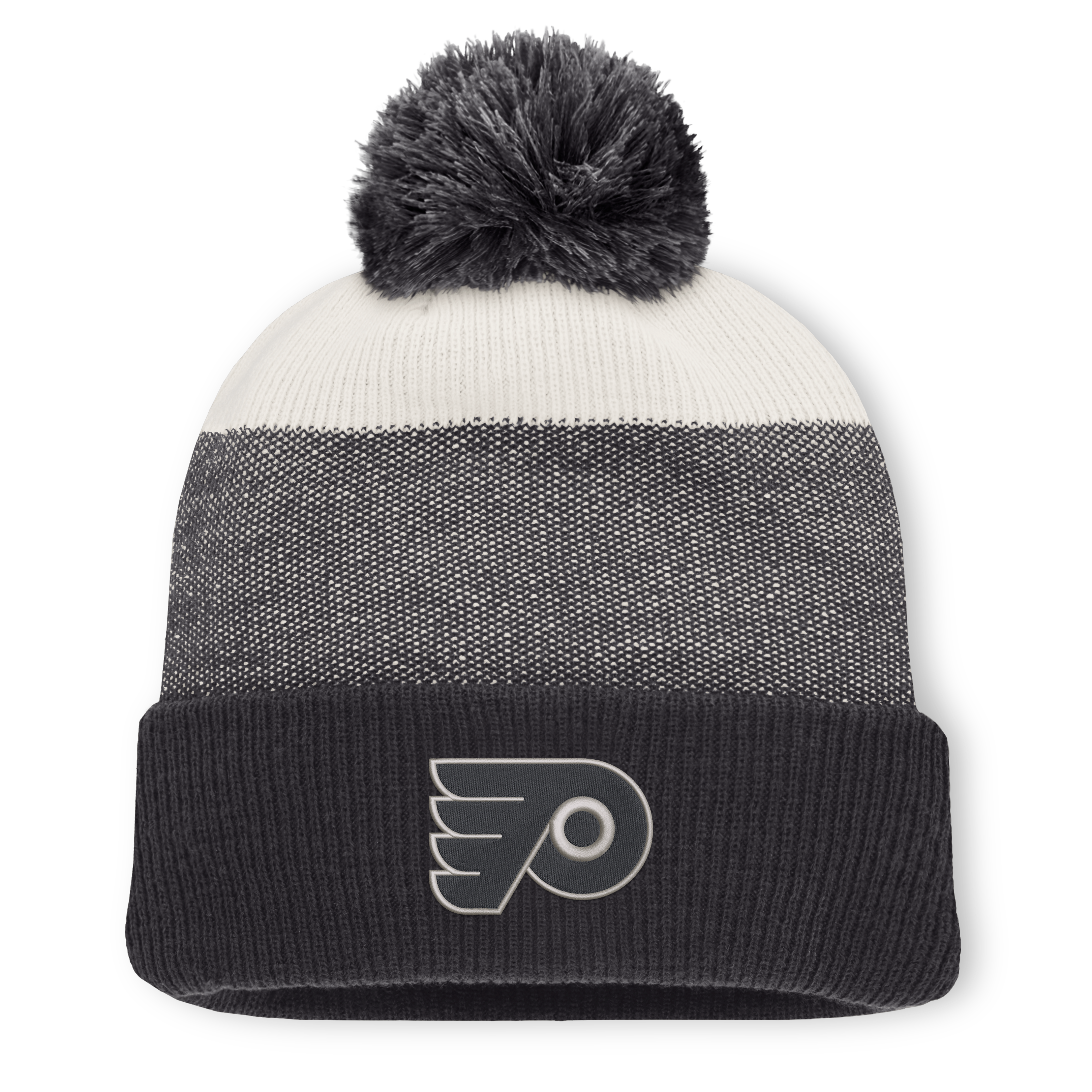 Bonnet à revers monochrome noir/beige clair Philadelphia Flyers pour homme, avec pompon