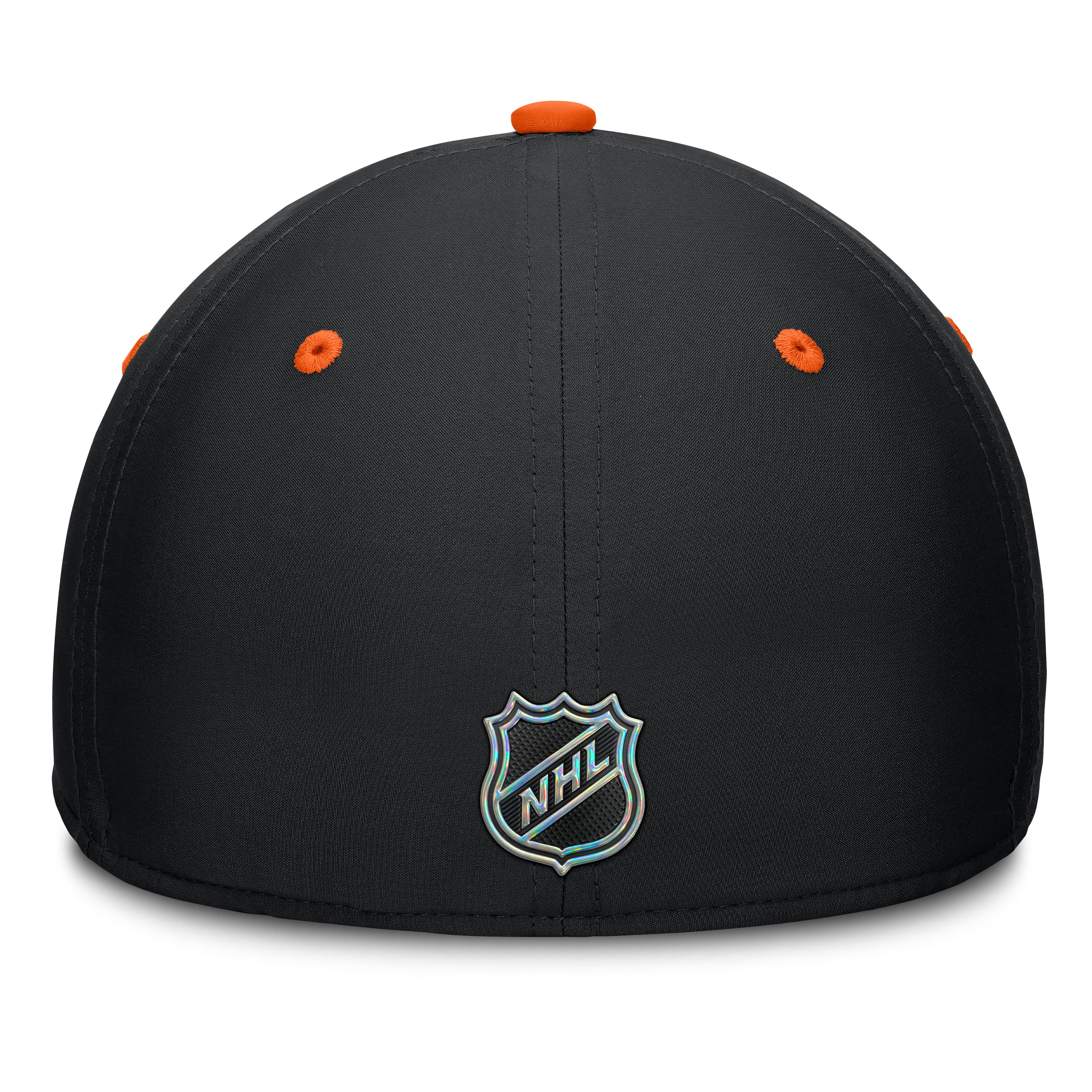 Casquette extensible authentique Pro Rink Fanatics noire et orange pour homme