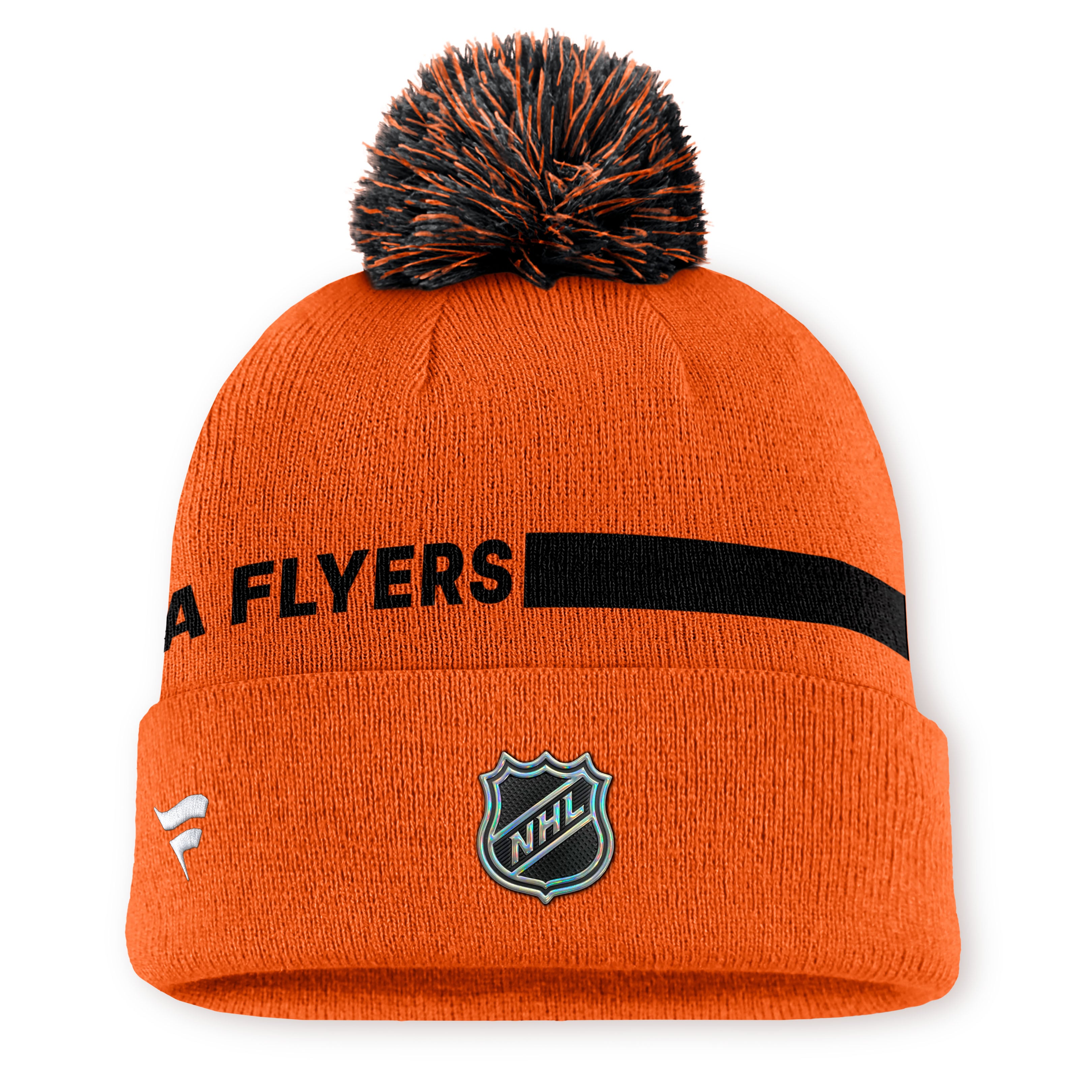 Men's Fanatics Orange Philadelphia Flyers Authentic Pro Rink Cuffed Knit Hat with Pom