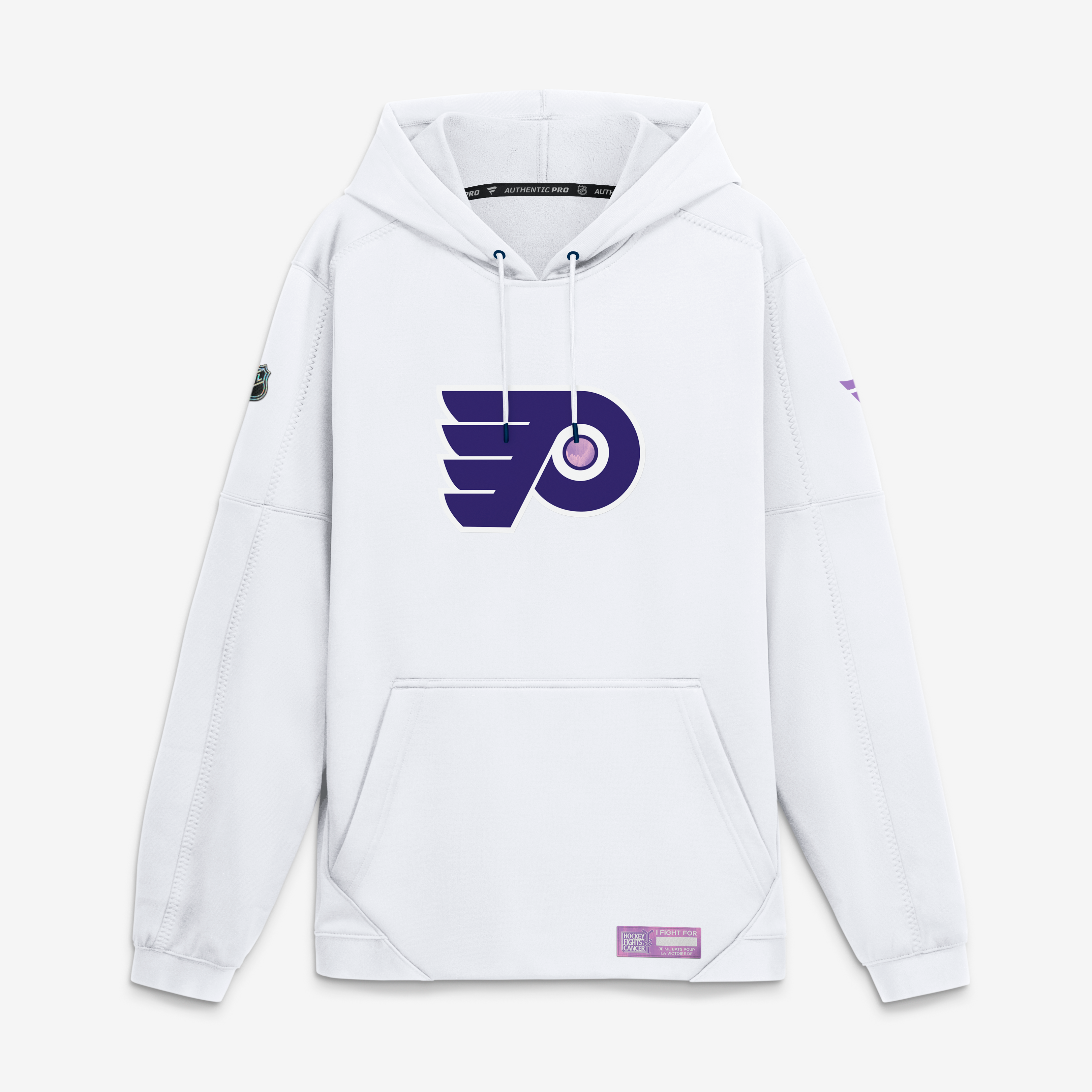 Sweat à capuche polaire authentique Fanatics blanc Philadelphia Flyers Pro Hockey Fights Cancer pour homme