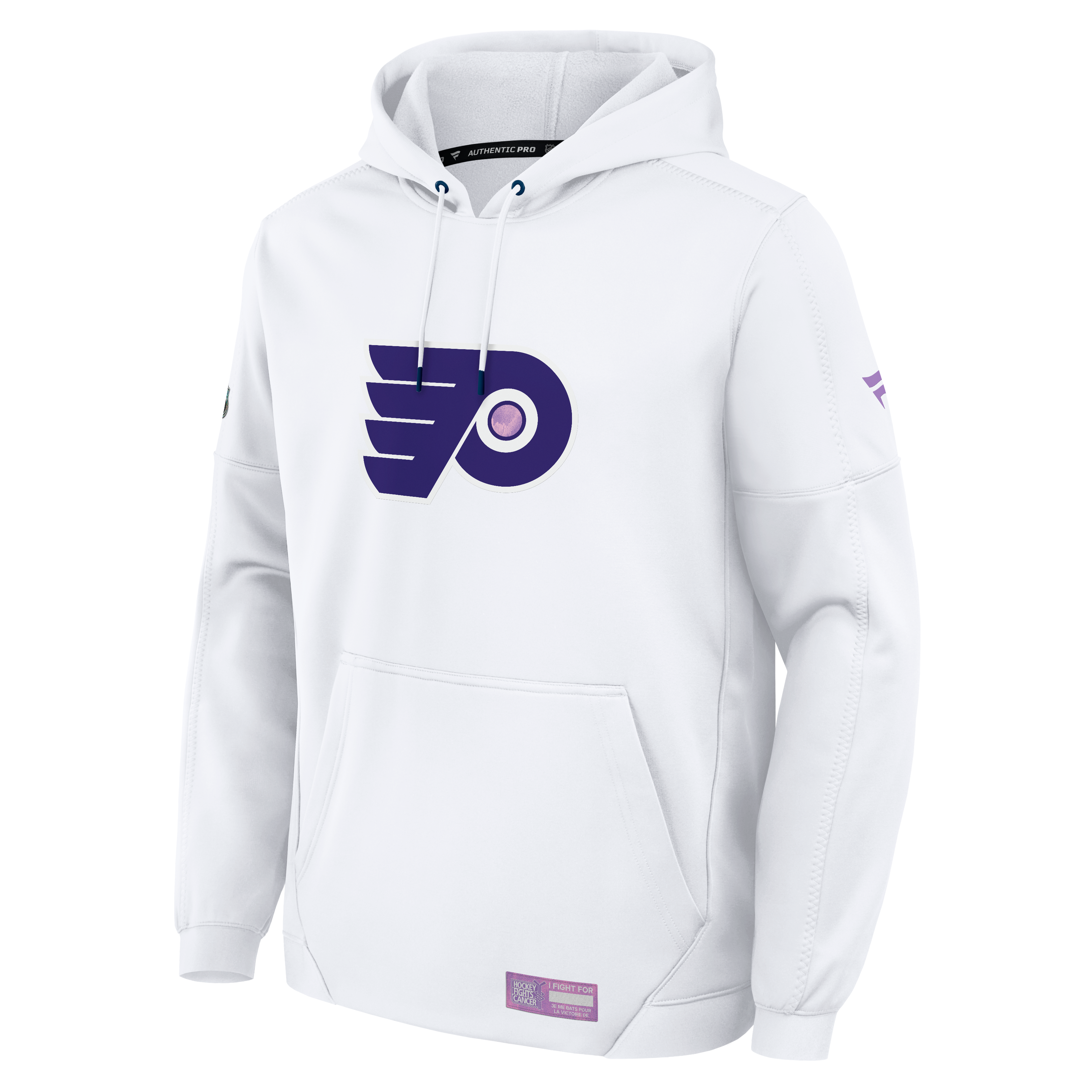 Sweat à capuche polaire authentique Fanatics blanc Philadelphia Flyers Pro Hockey Fights Cancer pour homme