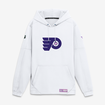 Men's Philadelphia Flyers  Fanatics White Authentic Pro Hockey Fights Cancer Rink Fleece Hoodie