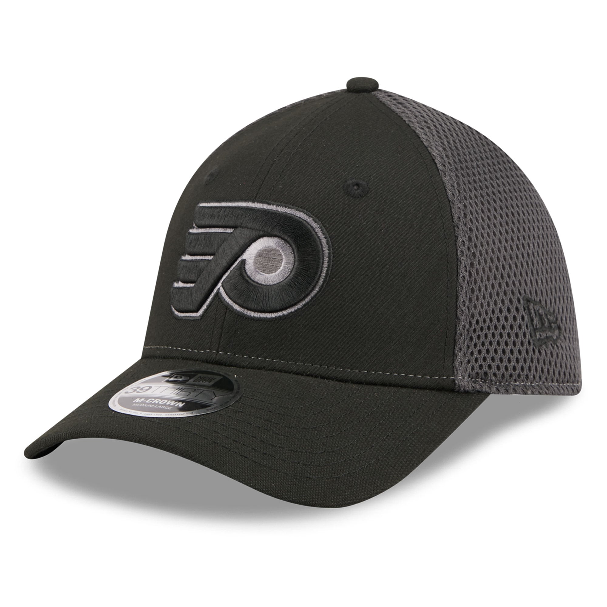 Casquette New Era noire Philadelphia Flyers Neo Mesh 39THIRTY M-Crown Stretch pour homme