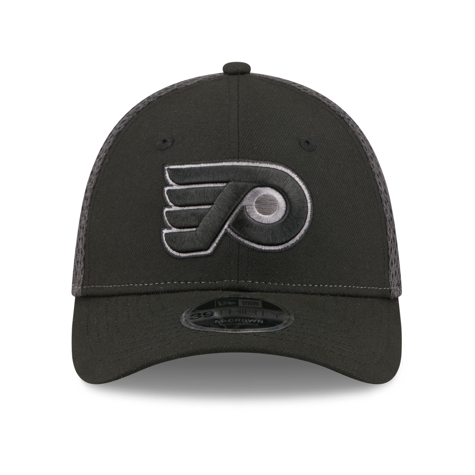 Casquette New Era noire Philadelphia Flyers Neo Mesh 39THIRTY M-Crown Stretch pour homme