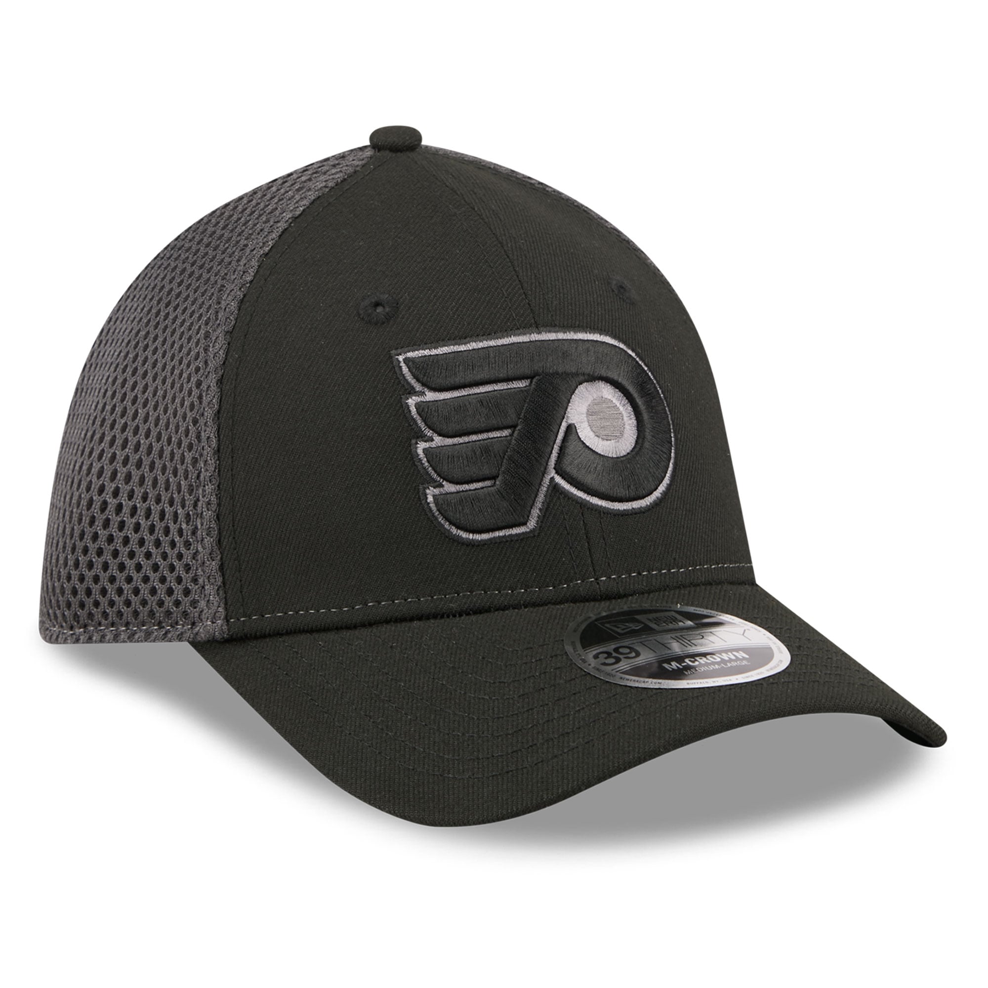 Casquette New Era noire Philadelphia Flyers Neo Mesh 39THIRTY M-Crown Stretch pour homme