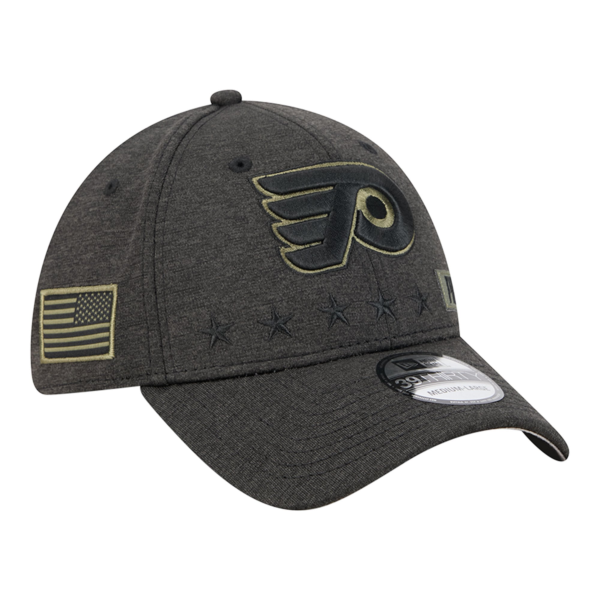 Men's New Era Black Philadelphia Flyers Stealth Mode Flex 39Thirty Stretch Hat