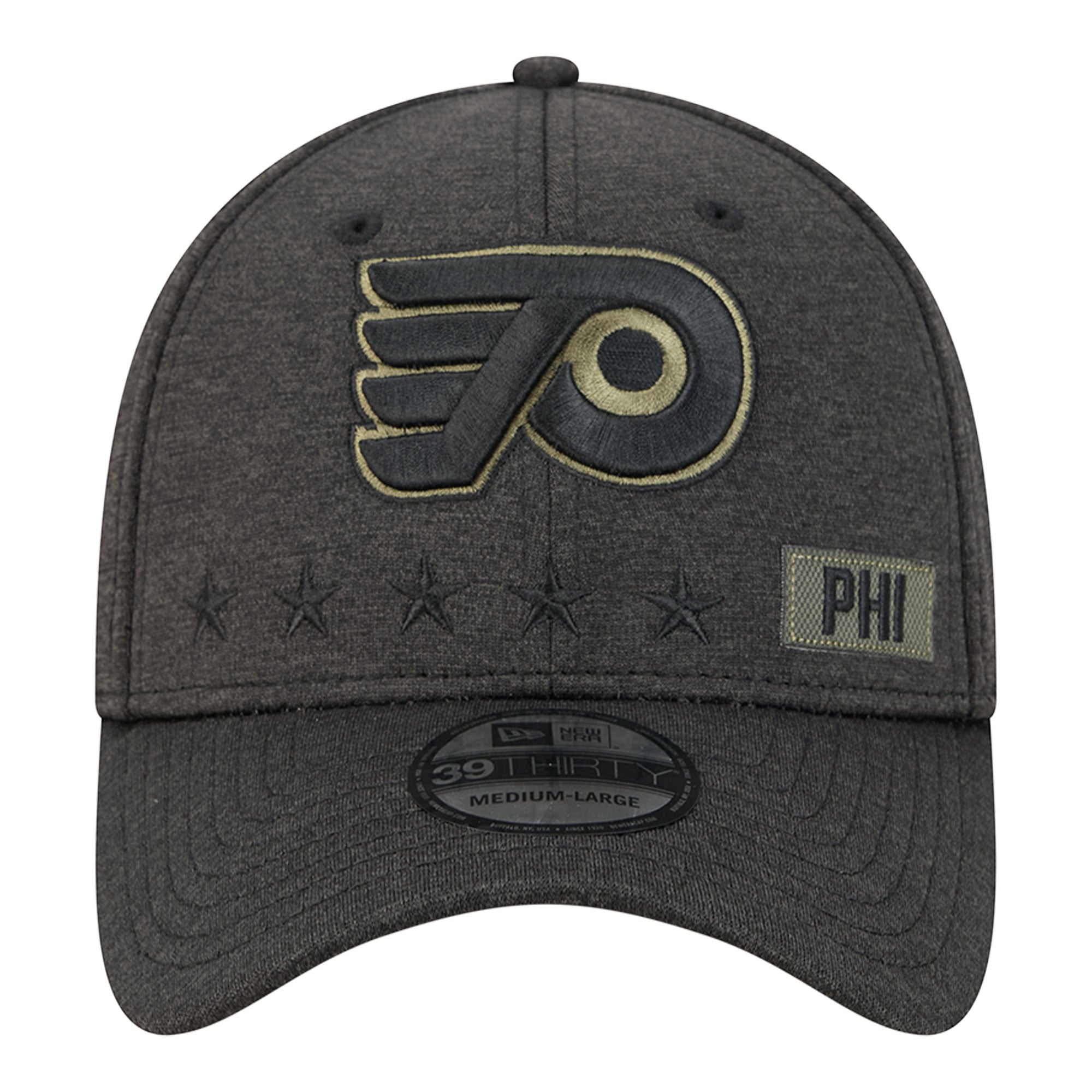 Men's New Era Black Philadelphia Flyers Stealth Mode Flex 39Thirty Stretch Hat