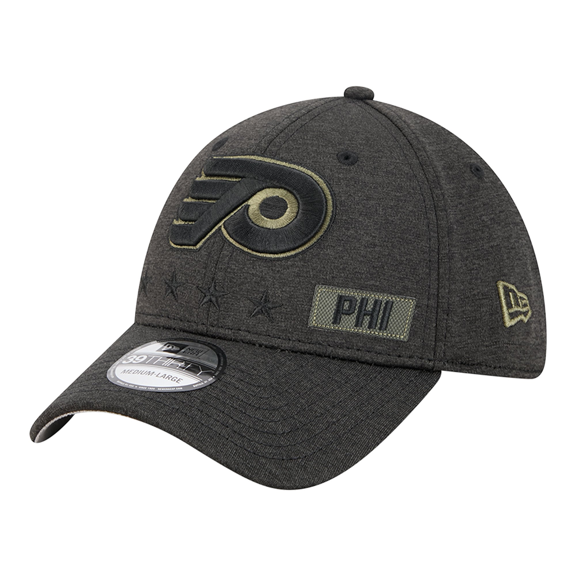 Men's New Era Black Philadelphia Flyers Stealth Mode Flex 39Thirty Stretch Hat