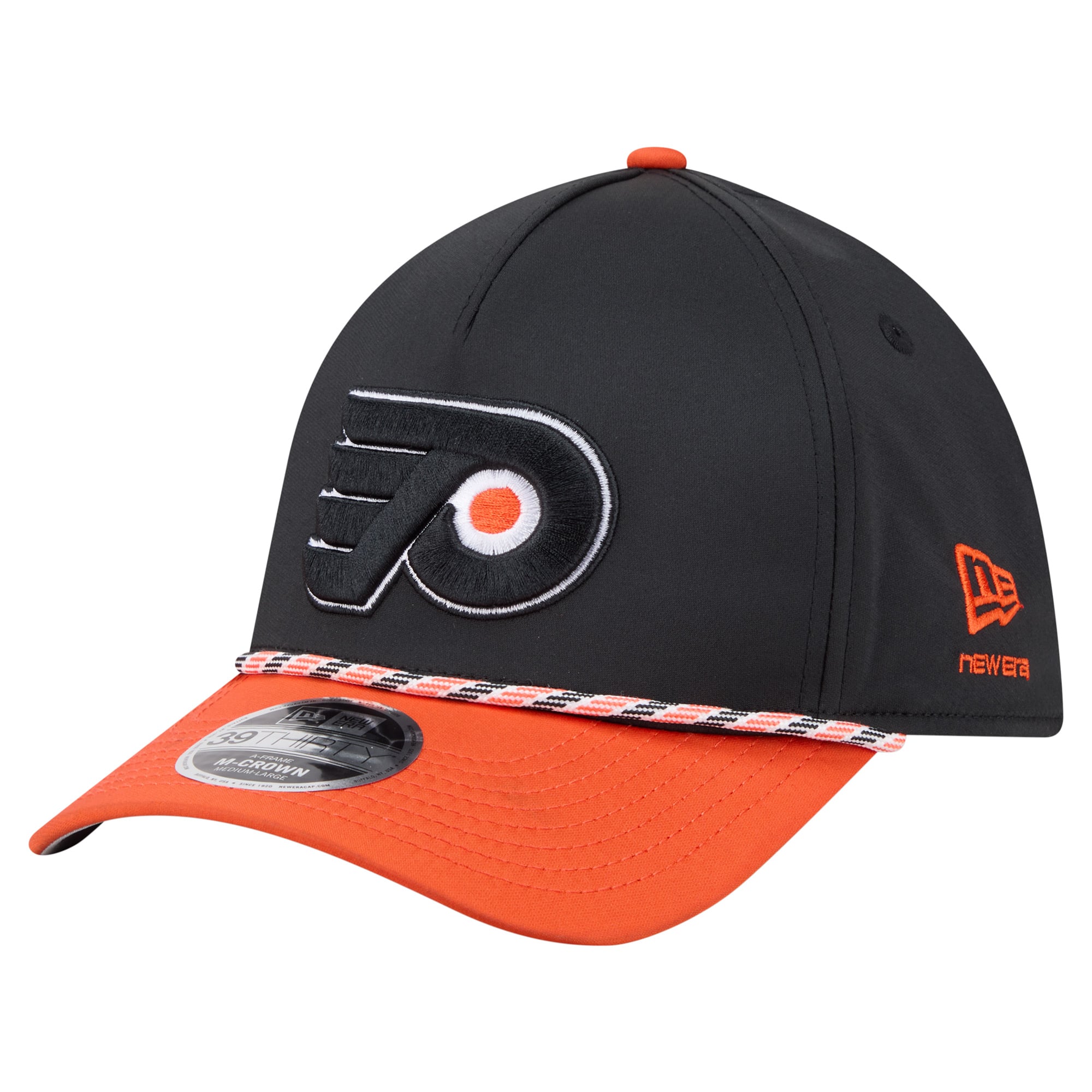 Men's New Era Black/Orange Philadelphia Flyers 2-Tone Featherweight 39THIRTY A-Frame M-Crown Flex Hat