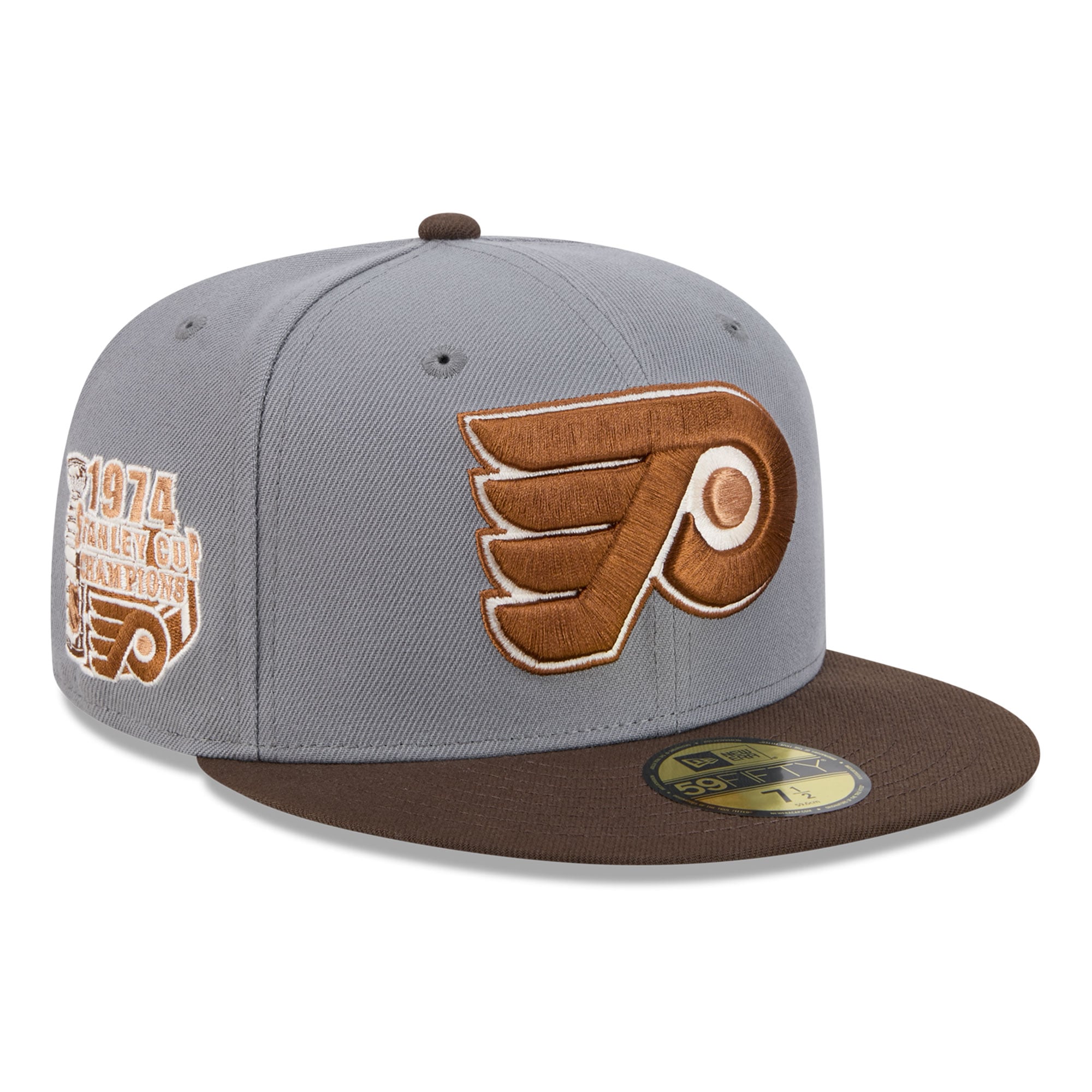 Men's New Era Charcoal/Brown Philadelphia Flyers Wood Tones 59FIFTY Fitted Hat