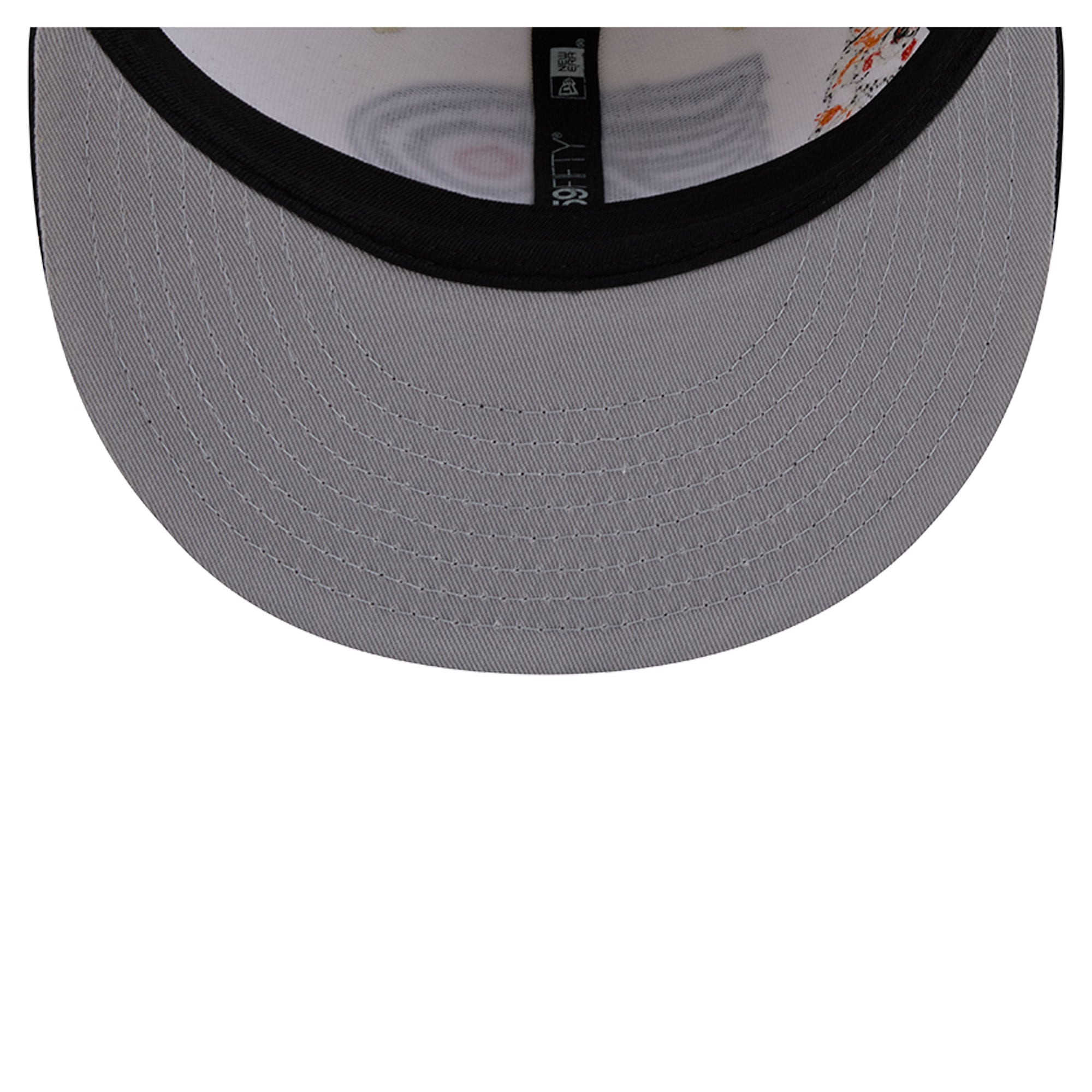 Casquette ajustée New Era 59FIFTY crème/noir pour homme, modèle Philadelphia Flyers, avec coutures personnalisées.