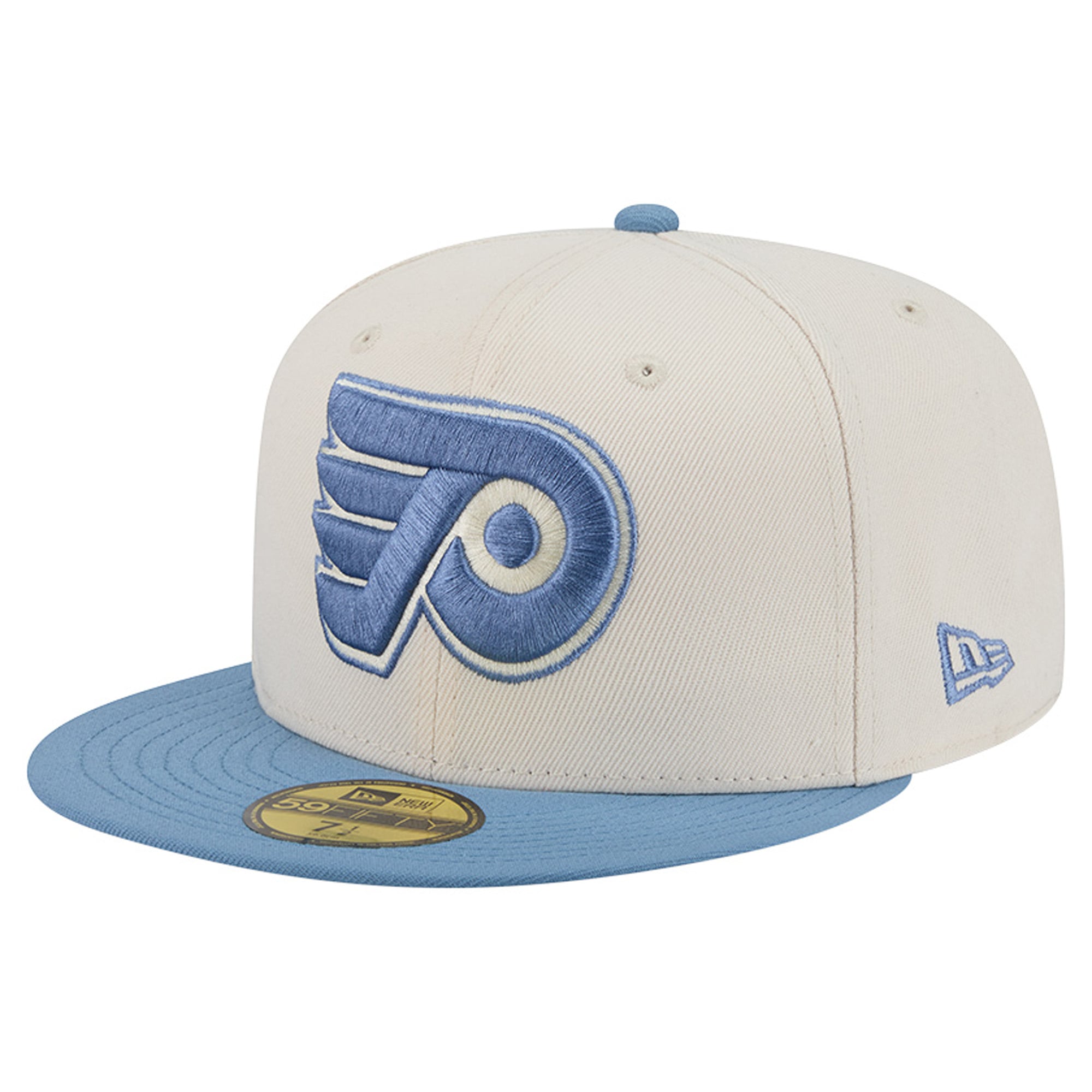 Casquette ajustée New Era 59FIFTY bicolore crème/bleue Philadelphia Flyers pour homme