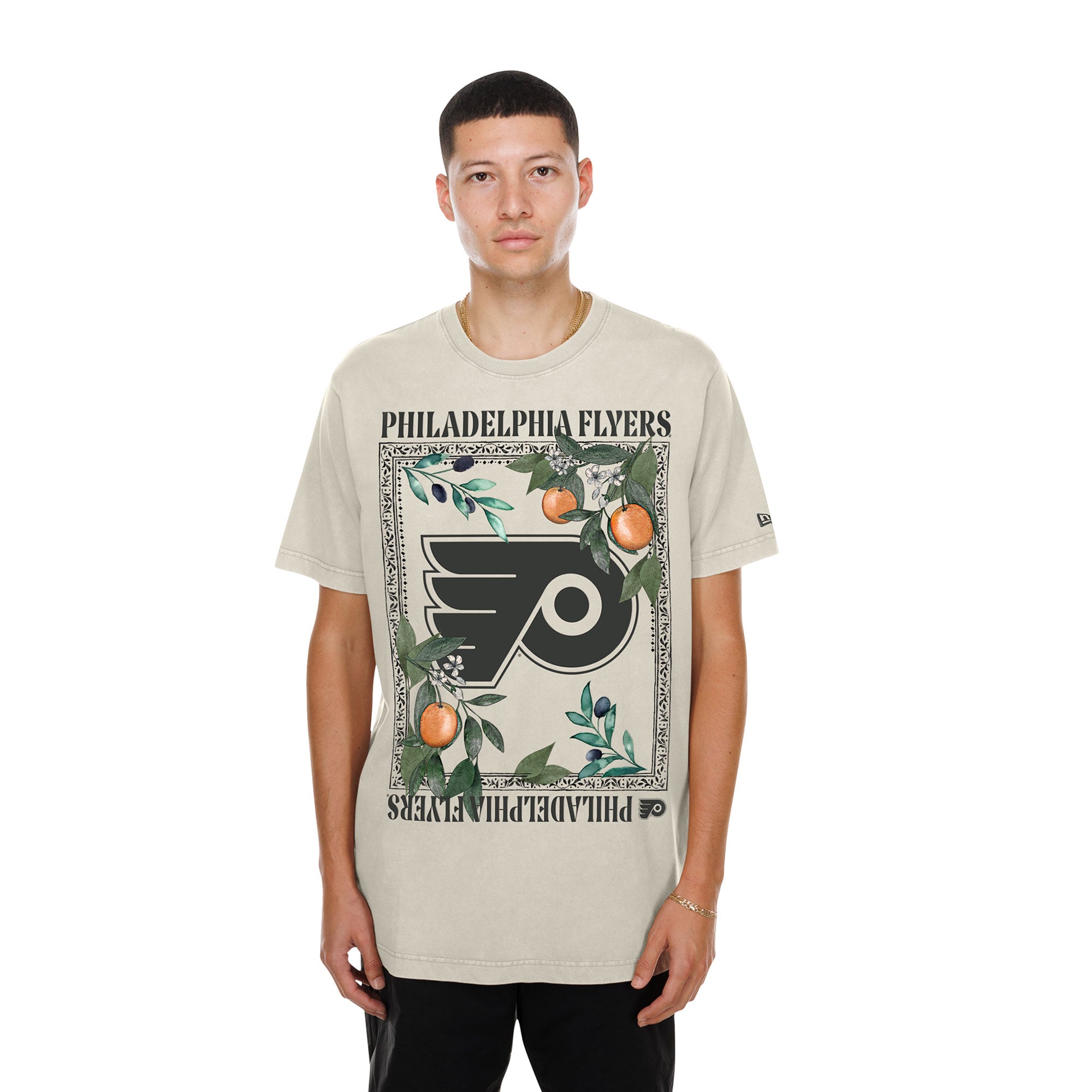 T-shirt fleuri New Era sable Philadelphia Flyers pour homme