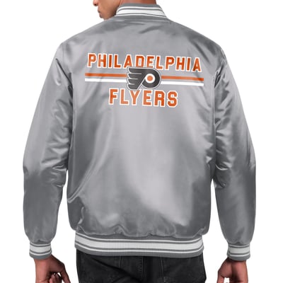 Philadelphia Flyers Starter Printed Team Logo Satin Varsity Full-Snap Jacket - Gray