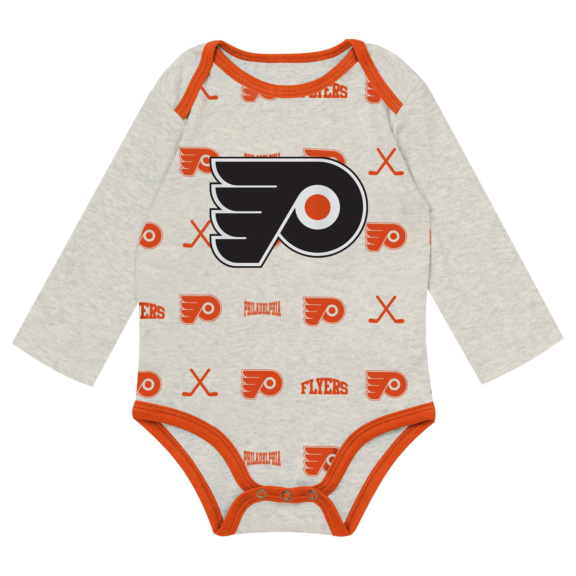 Newborn Outerstuff  Heathered Bone Philadelphia Flyers Huddles and Giggles Three-Piece Set