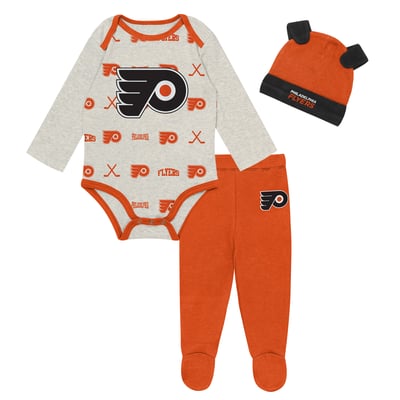  Philadelphia Flyers Outerstuff Newborn Huddles and Giggles Three-Piece Set - Heathered Bone