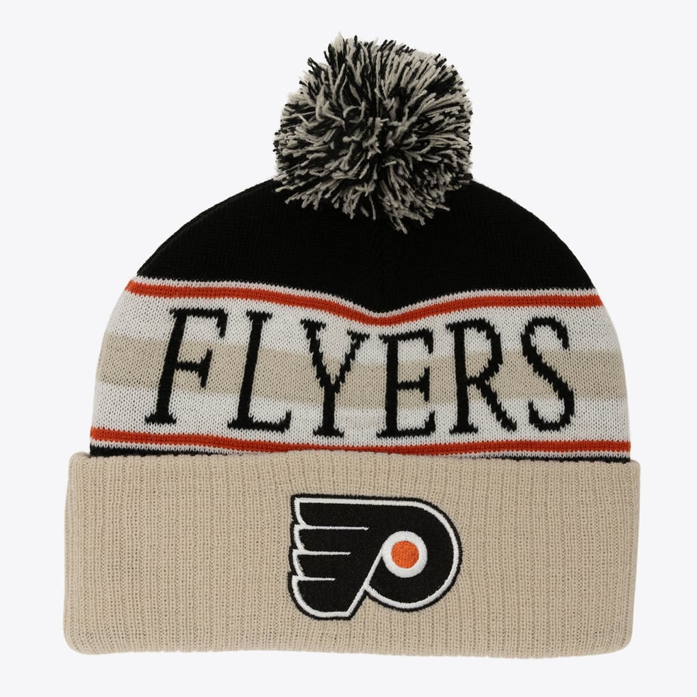 Vintage Philadelphia Flyers Patch Cable Knit Pom Pom Hat Philadelphia Flyers NHL Hockey Pom Pom Knit Beanie Hat Cap  main image 4