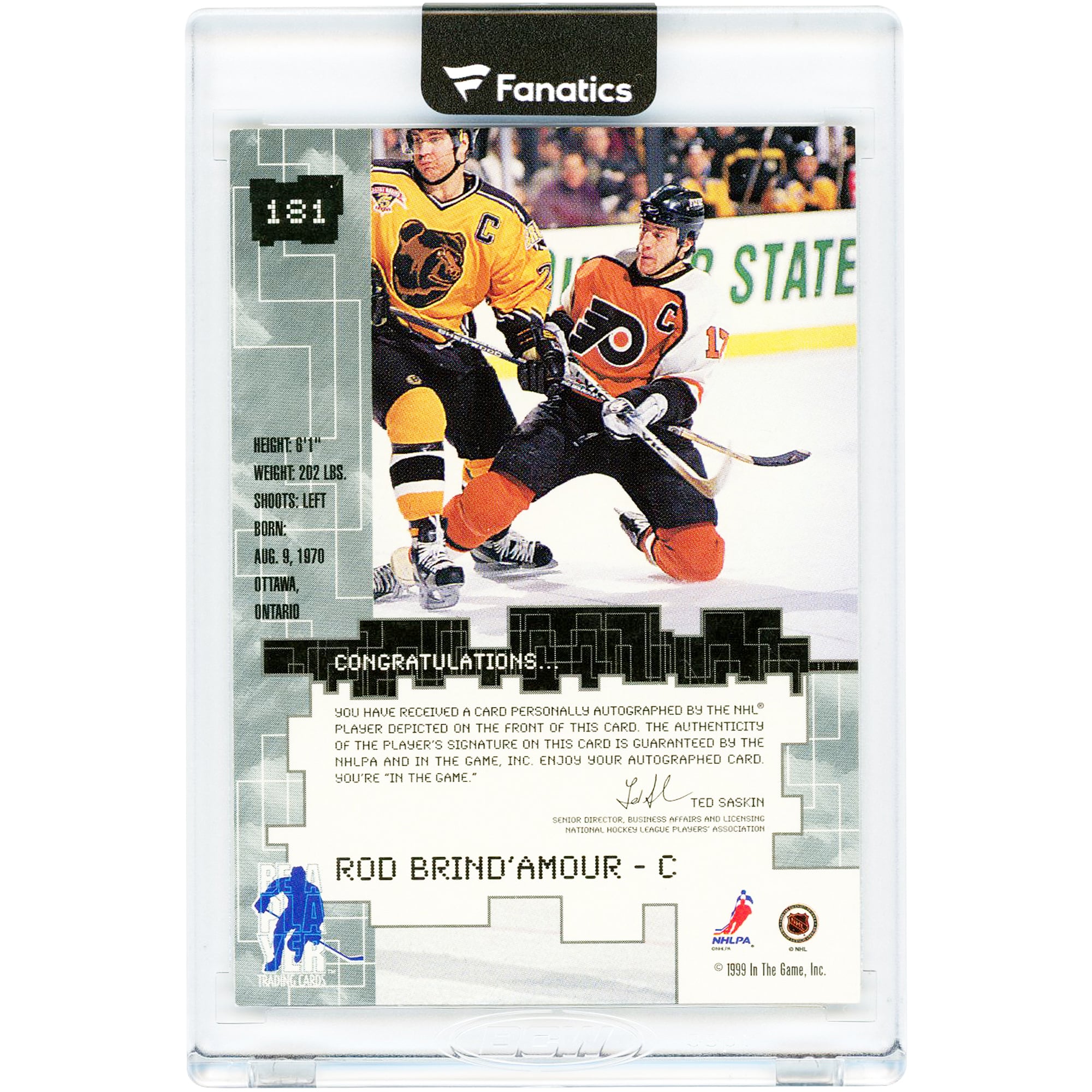Rod Brind'Amour Philadelphia Flyers Autographed 1999-00 In The Game X Signature Millennium Signatures Series #181 Card