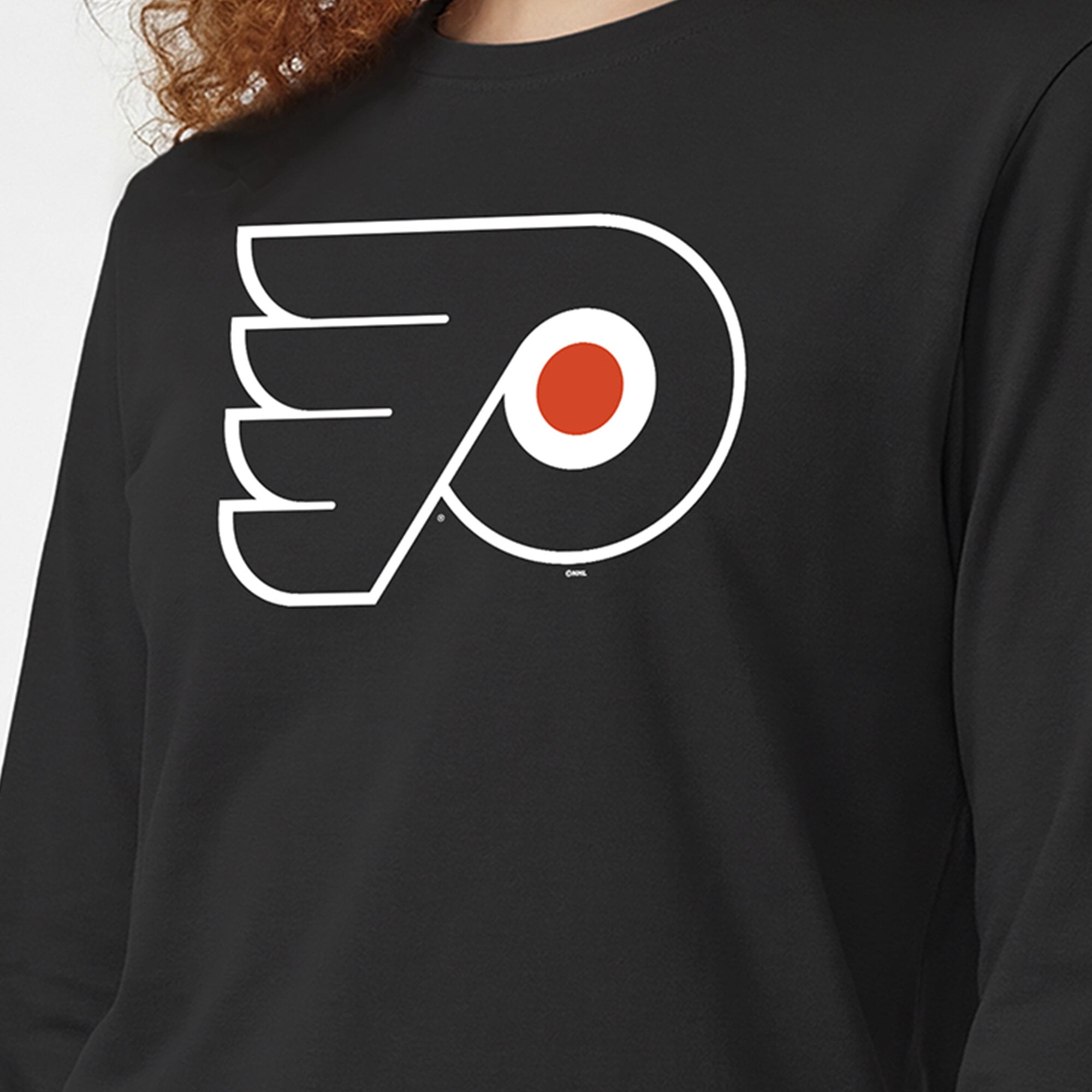 T-shirt à manches longues noir Champion pour femmes avec logo de l'équipe des Flyers Philadelphie