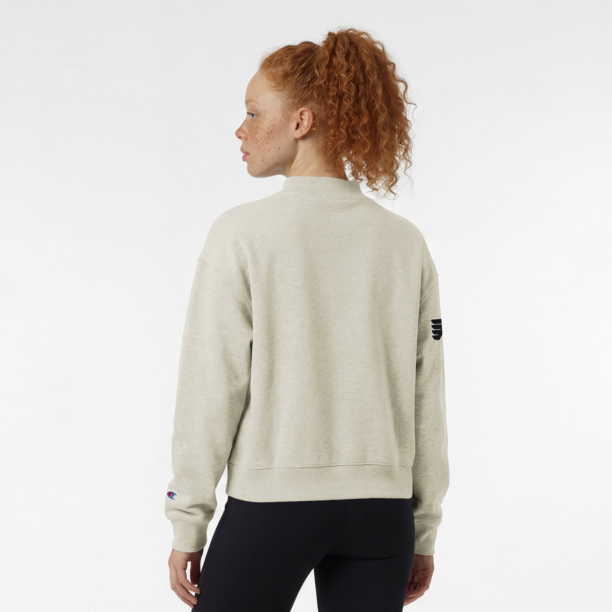 Women's Champion  Oatmeal Philadelphia Flyers Collar Script Triumph Tri-Blend Fleece Sweatshirt