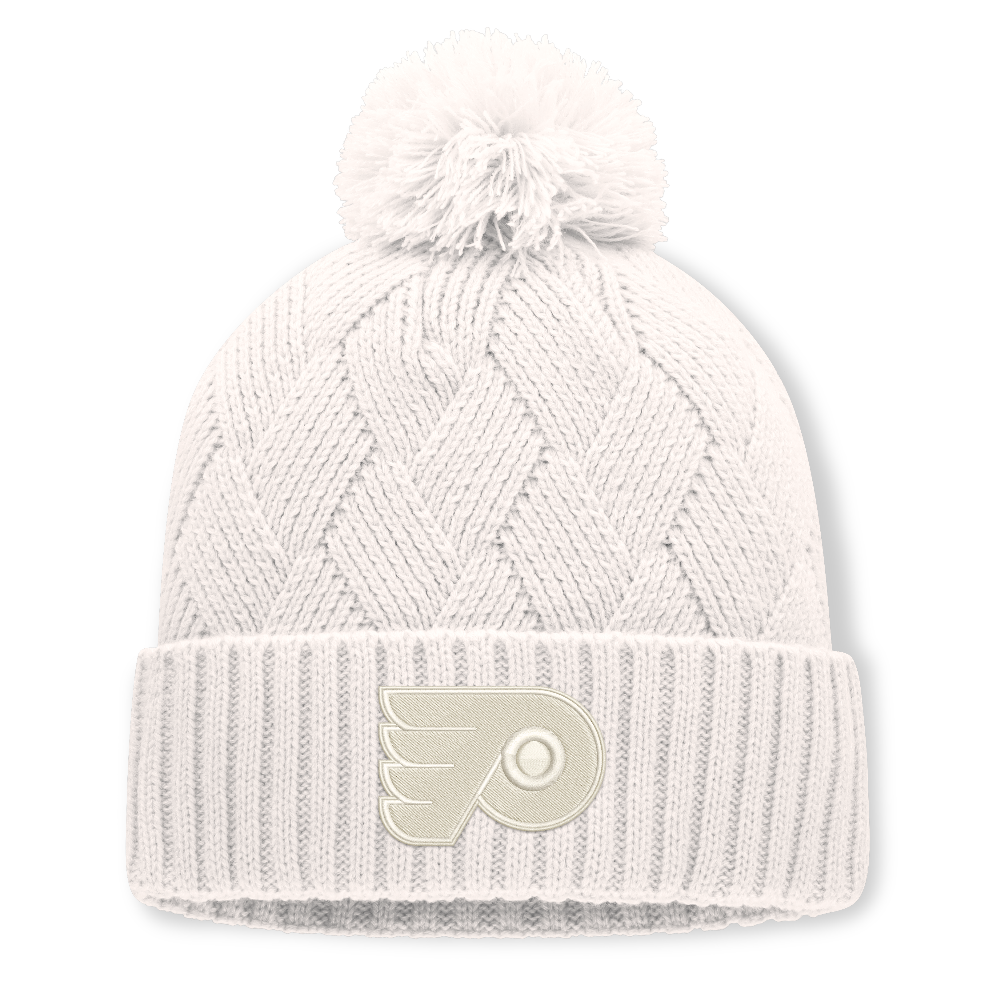 Bonnet à revers crème Philadelphia Flyers Level Up pour femme, avec pompon