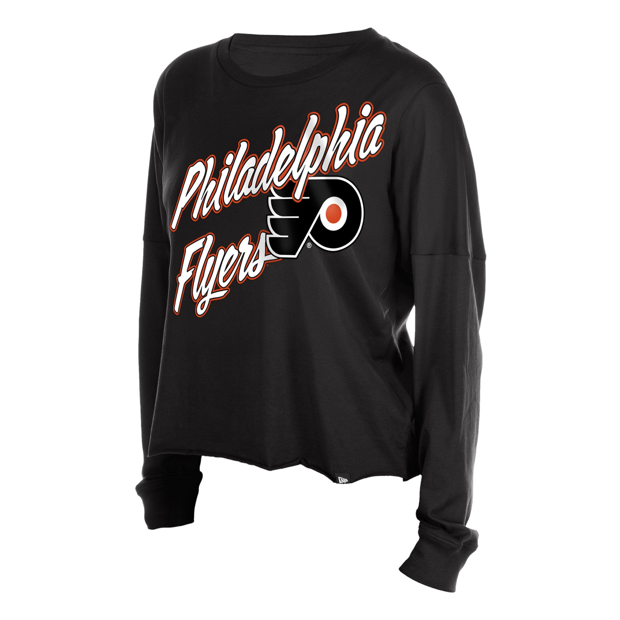 T-shirt à manches longues oversize New Era noir Philadelphia Flyers pour femme