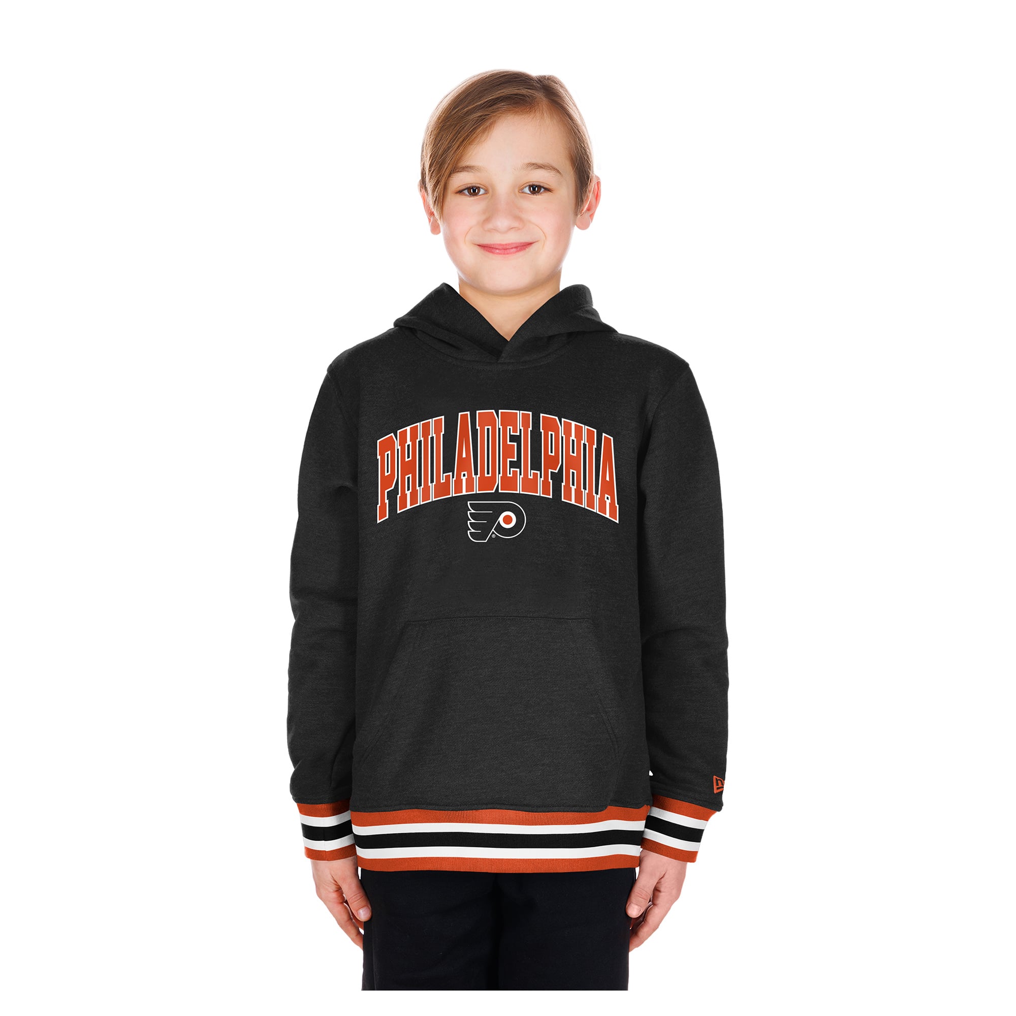 Youth New Era Black Philadelphia Flyers Knit Trim Pullover Hoodie