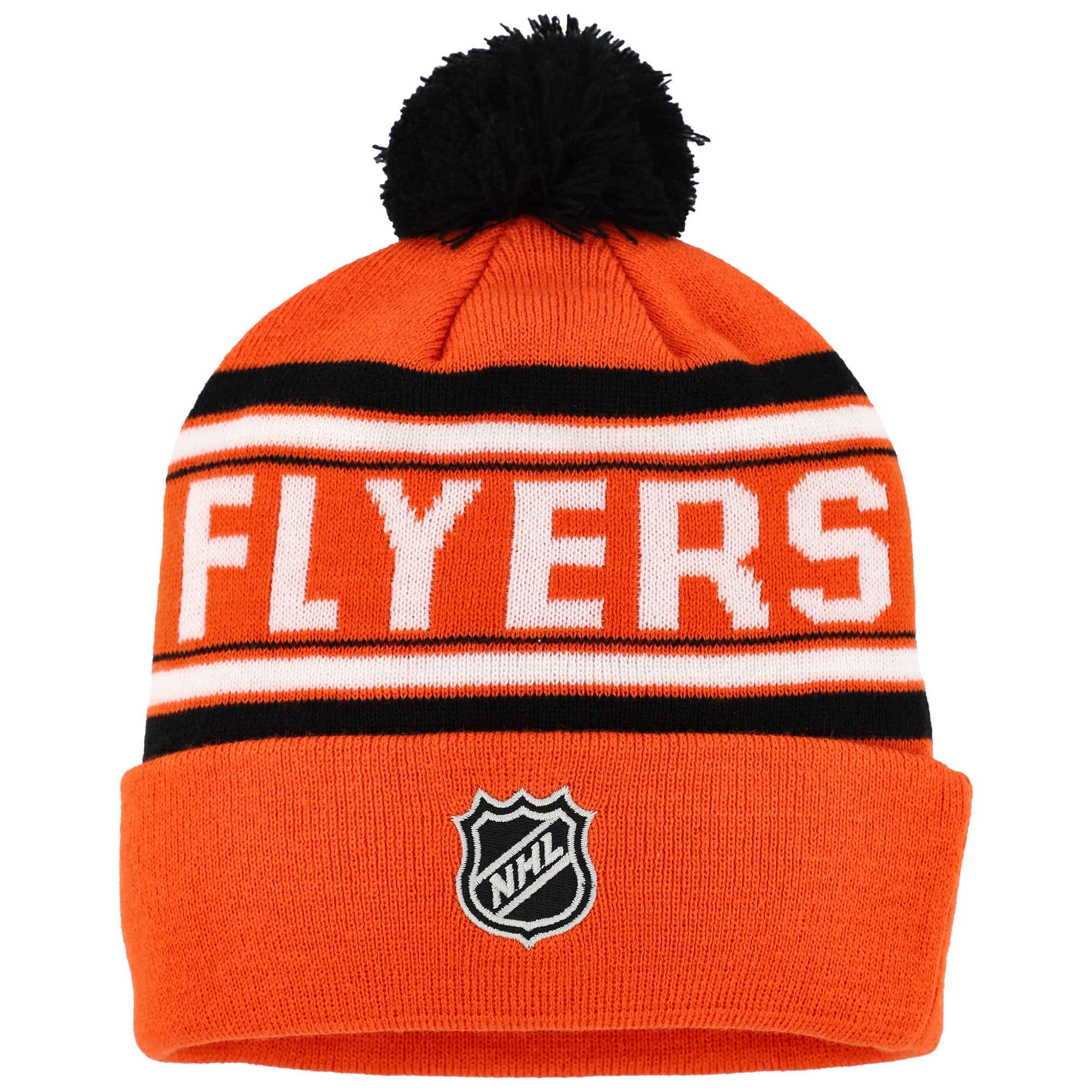 Youth Philadelphia Flyers Orange Jacquard Cuffed Knit Hat with Pom
