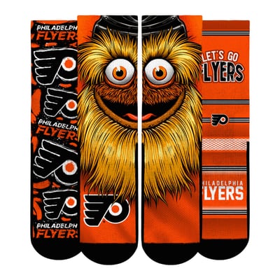 Gritty Philadelphia Flyers Rock Em Youth Fan Favorites Three-Pack Crew Socks Set - Orange