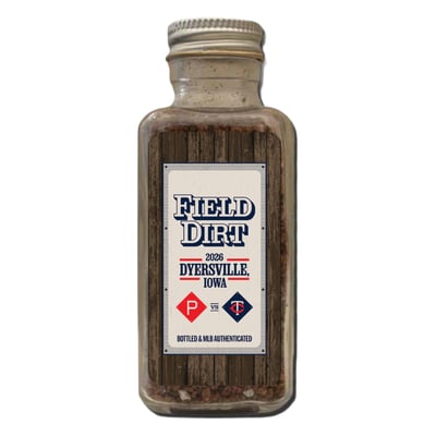 Philadelphia Phillies & Minnesota Twins Jar of Game-Used Dirt from 2026 MLB Field of Dreams in Dyersville, Iowa