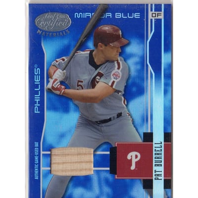 2003 Leaf Certified Materials Mirror Blue Materials #141 Pat Burrell Bat/100