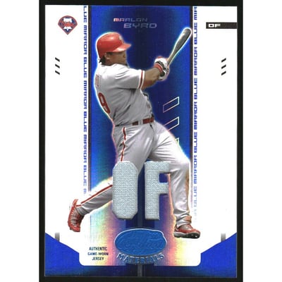 2004 Leaf Certified Materials Mirror Fabric Blue Position #135 Marlon Byrd Jsy