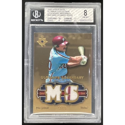 2006 Ultimate Collection Legendary Materials Dual Mike Schmidt JSY/25 BGS 8