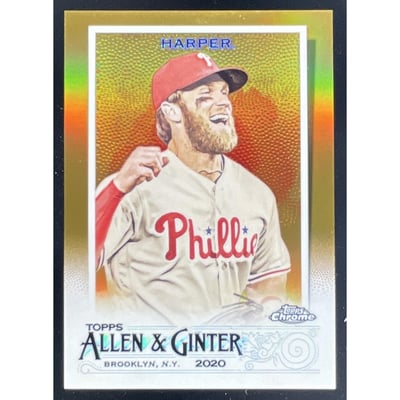 2020 Topps Allen & Ginter Chrome Gold #16 Bryce Harper /50