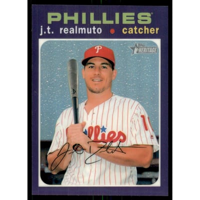 2020 Topps Heritage Chrome Purple Refractors #THC75 J.T. Realmuto