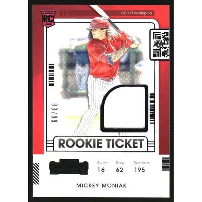 2021 Panini Contenders Rookie Ticket Jerseys Purple #38 Mickey Moniak