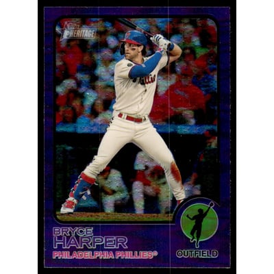 2022 Topps Heritage Chrome Purple Refractors #245 Bryce Harper