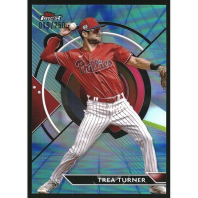 2023 Finest Blue Aqua Vapor Refractors #72 Trea Turner