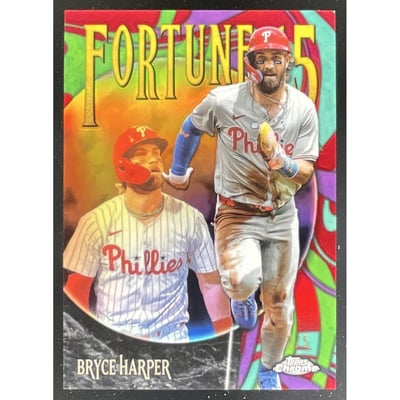 2025 Topps Chrome Fortune 15 Red Refractor #F15-6 Bryce Harper /5
