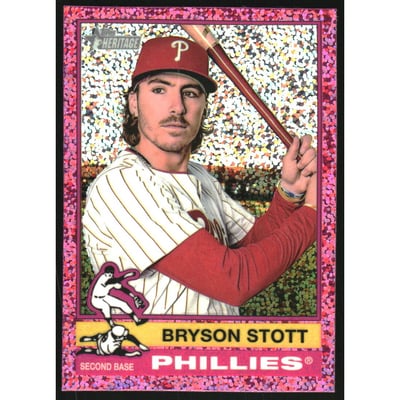 2025 Topps Heritage Chrome Pink Sparkle Refractors #135 Bryson Stott