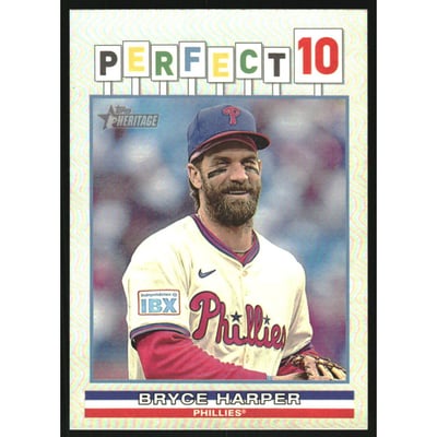 2025 Topps Heritage Perfect 10 Holographic #P1010 Bryce Harper